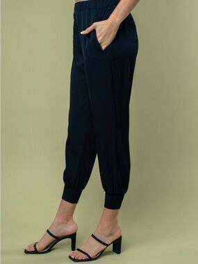 S XL White Birch Black Elastic-Waist Jogger Pants